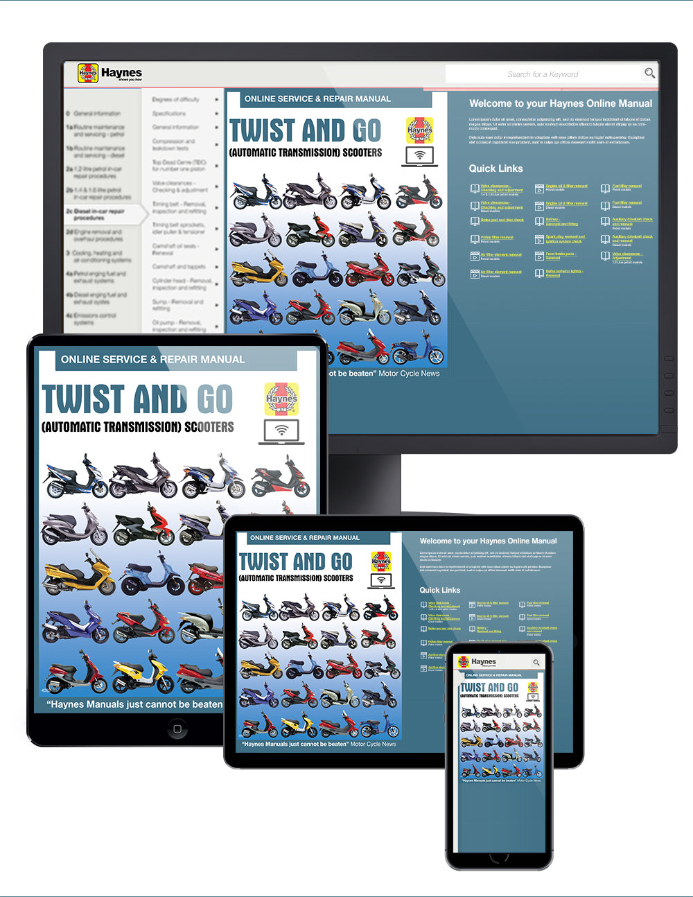 Twist and Go (automatic) 50 - 250cc Scooters Haynes Online Manual