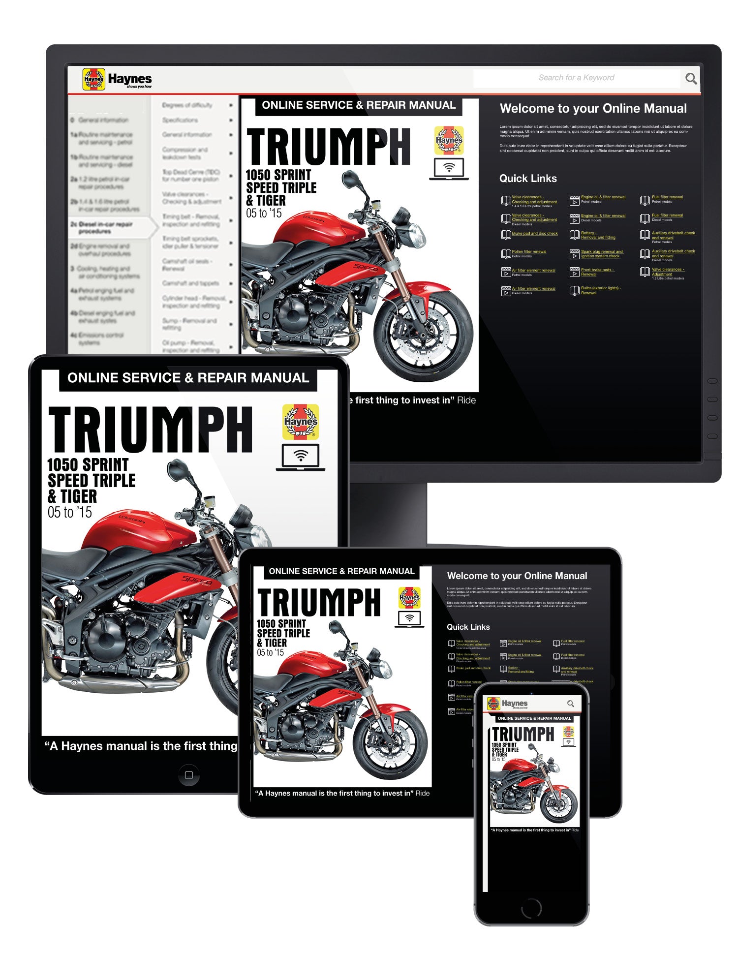 Triumph 1050 Sprint ST, Speed Triple & Tiger (2005-2015) Haynes Online Manual