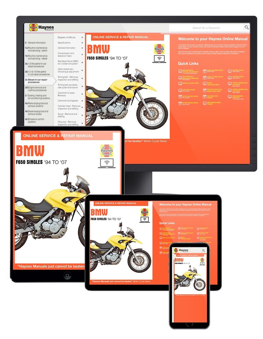 BMW F650 Singles (1994-2007) Haynes Online Manual