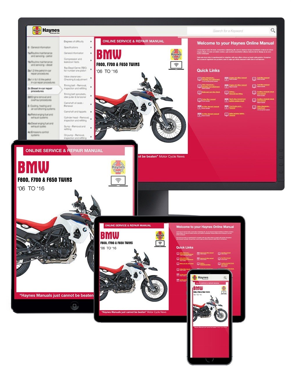BMW F800, F700 & F650 Twins (2006-2016) Haynes Online Manual