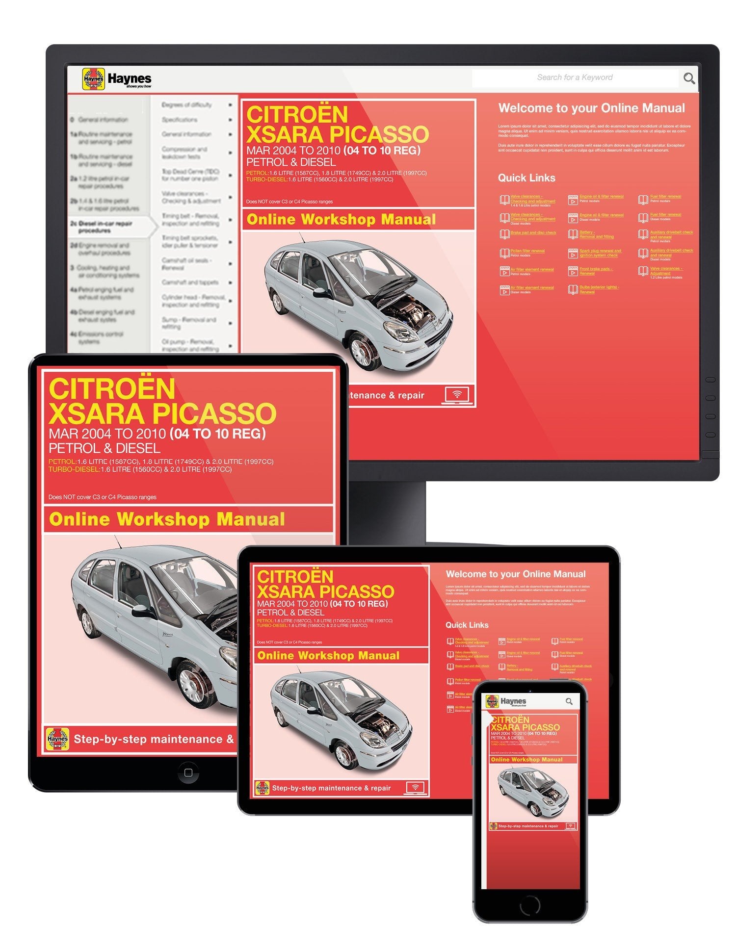 Citroen Xsara Picasso Petrol & Diesel (Mar 2004-2010) Haynes Online Manual