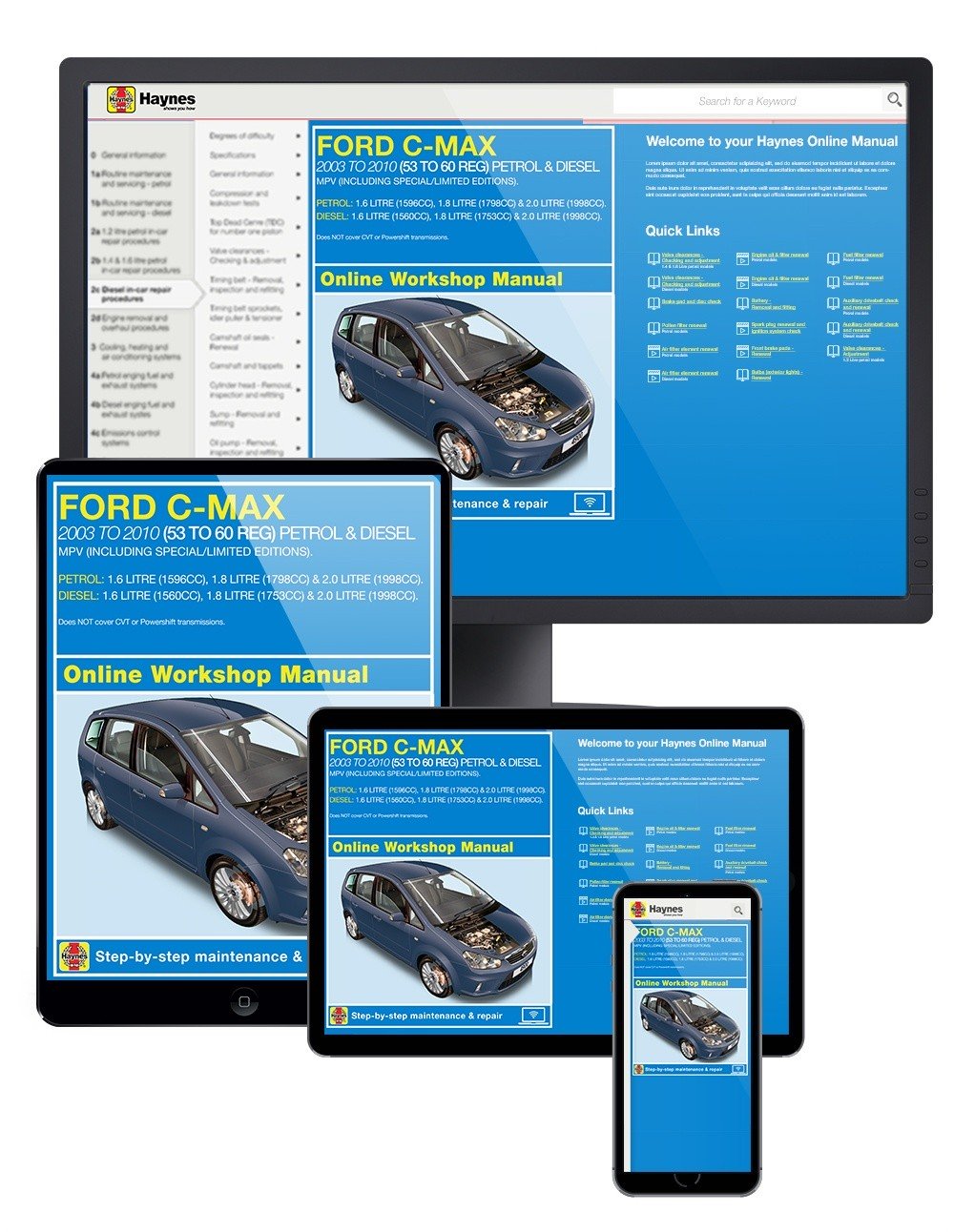 Ford C-Max Petrol & Diesel (2003-2010) Haynes Online Manual