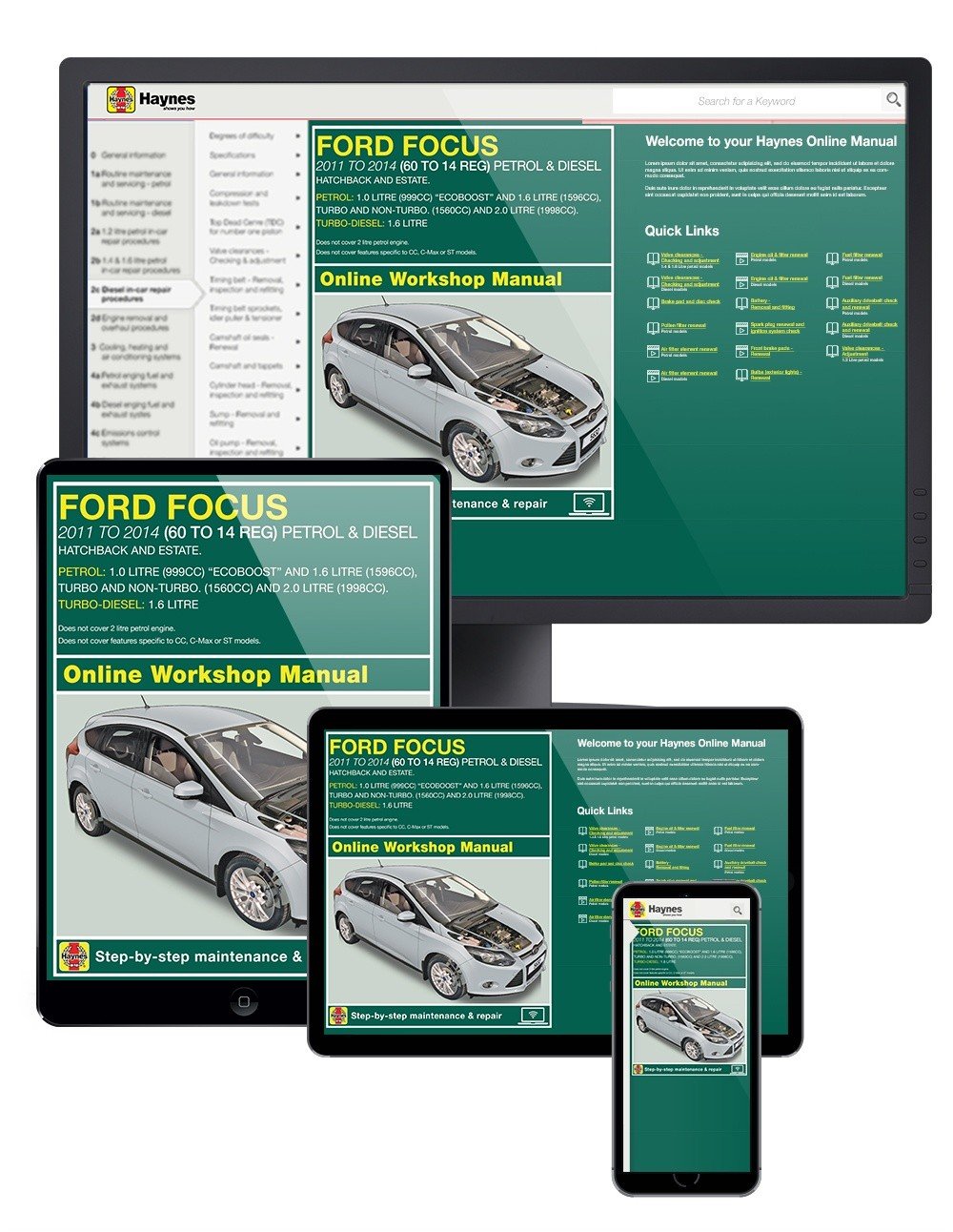 Ford Focus Petrol & Diesel (2011-2014) Haynes Online Manual