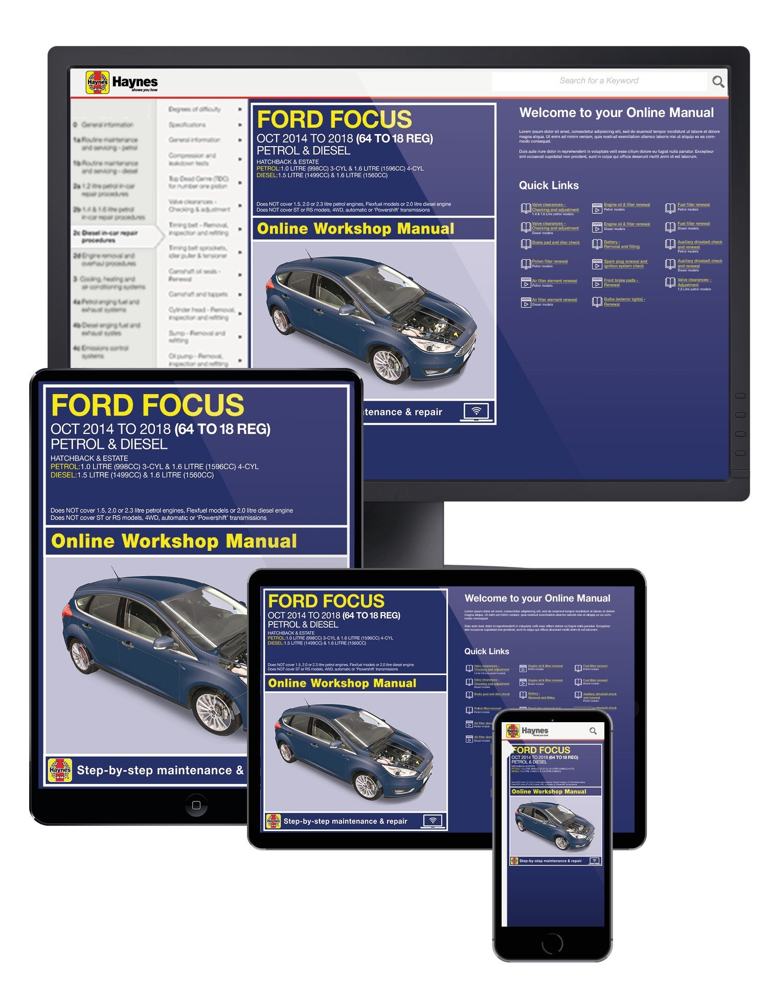 Ford Focus Petrol & Diesel (Oct 14 - 18) Haynes Online Manual