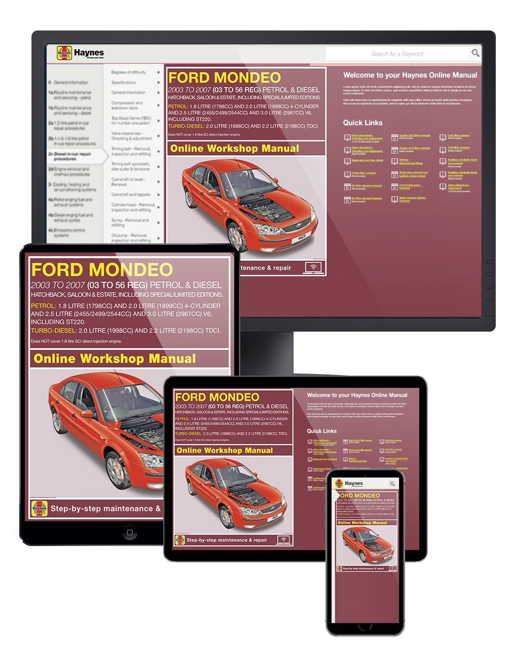 Ford Mondeo Petrol & Diesel (July 2003-2007) Haynes Online Manual