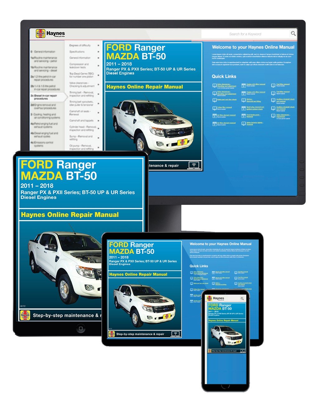 Ford Ranger / Mazda BT-50 Diesel 2011-2018 Haynes Online Manual (Australia)