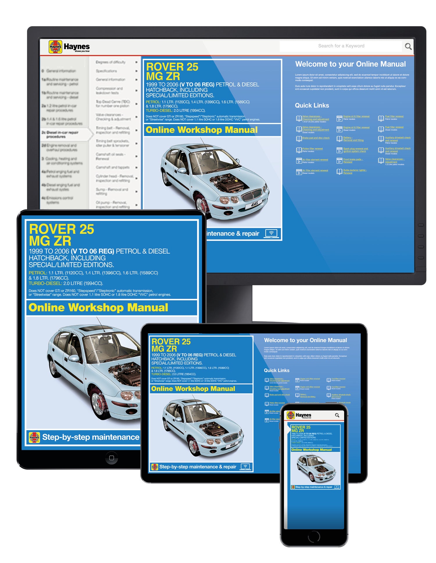 Rover 25 and MG ZR Petrol & Diesel (Oct 1999-2006) Haynes Online Manual