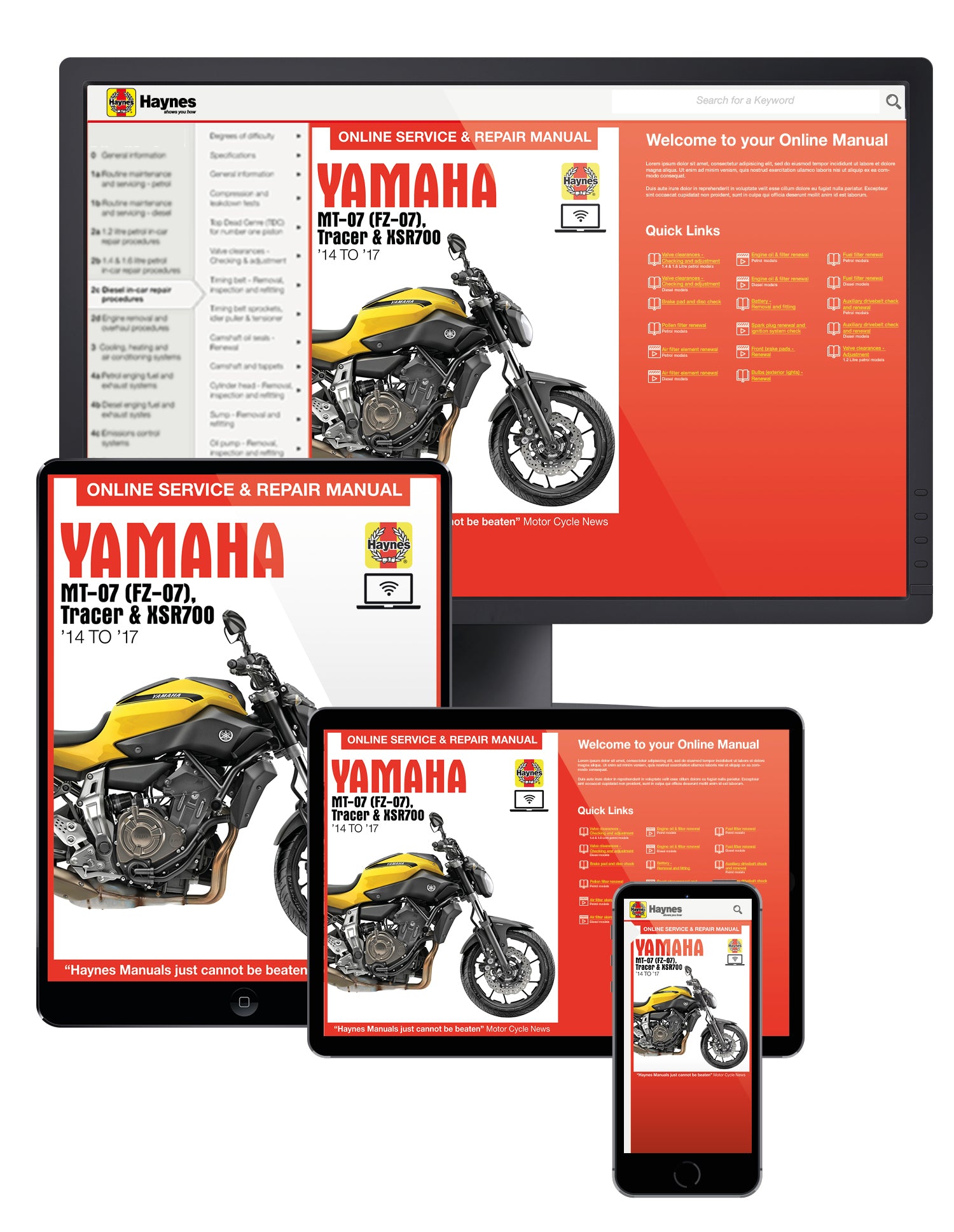 Yamaha MT-07, Tracer & XSR700 (2014-2017) Haynes Online Manual