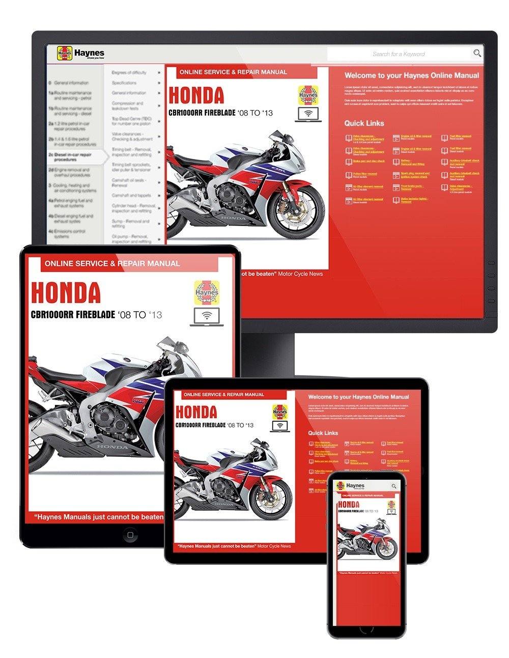 Honda CBR1000RR Fireblade (2008-2013) Haynes Online Manual
