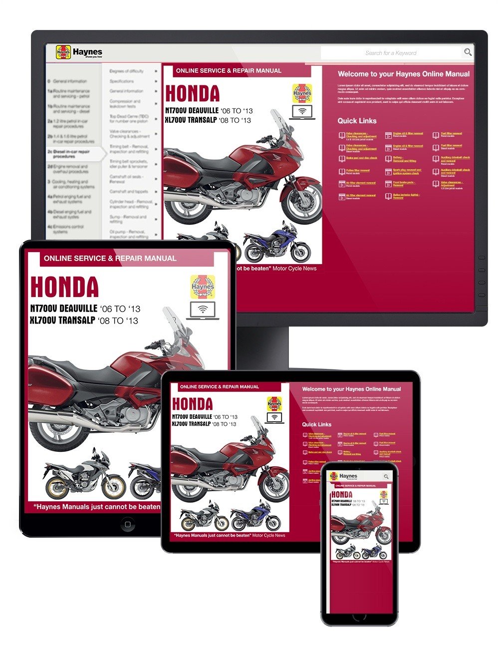 Honda NT700V Deauville & XL700V Transalp (2006-2013) Haynes Online Manual