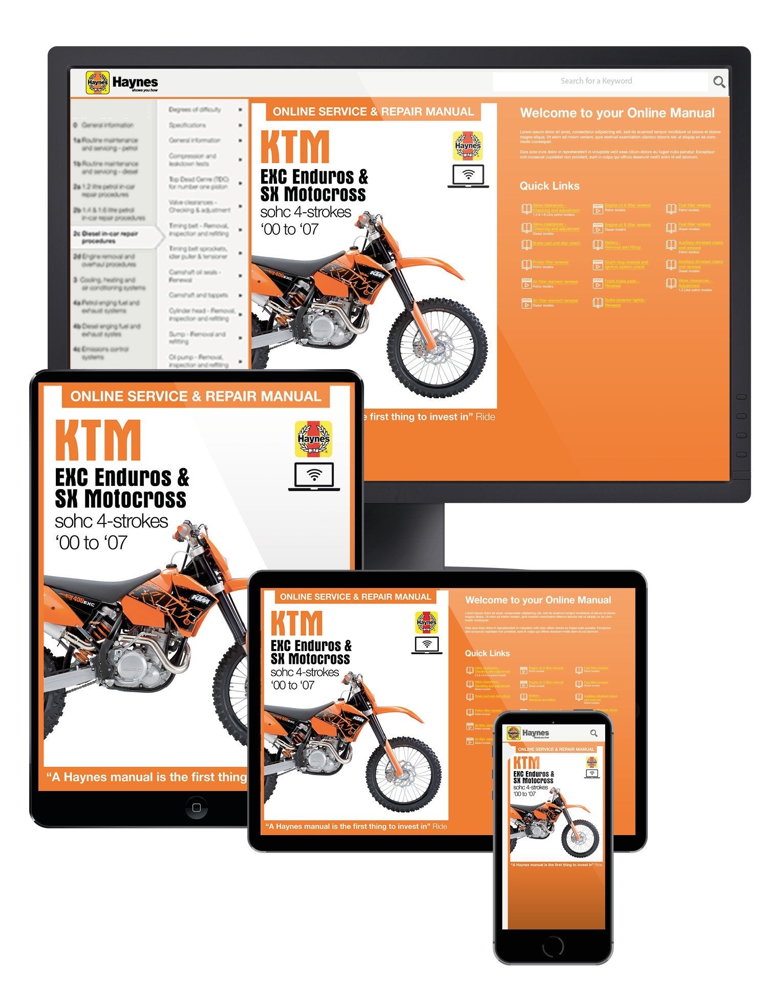 KTM EXC Enduro & SX Motocross (00 - 07) Haynes Online Manual