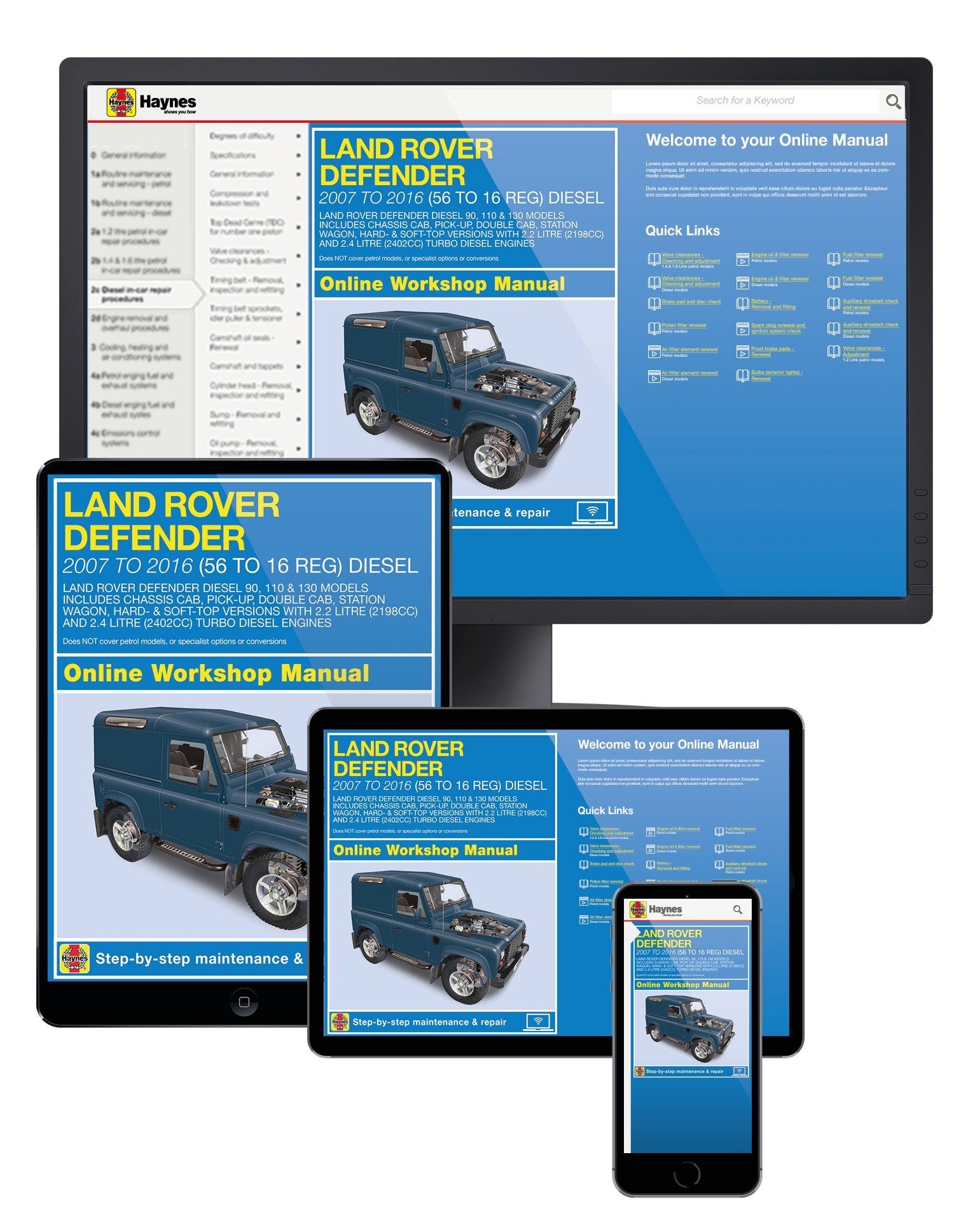 Land Rover Defender Diesel (Feb 2007-2016) Haynes Online Manual