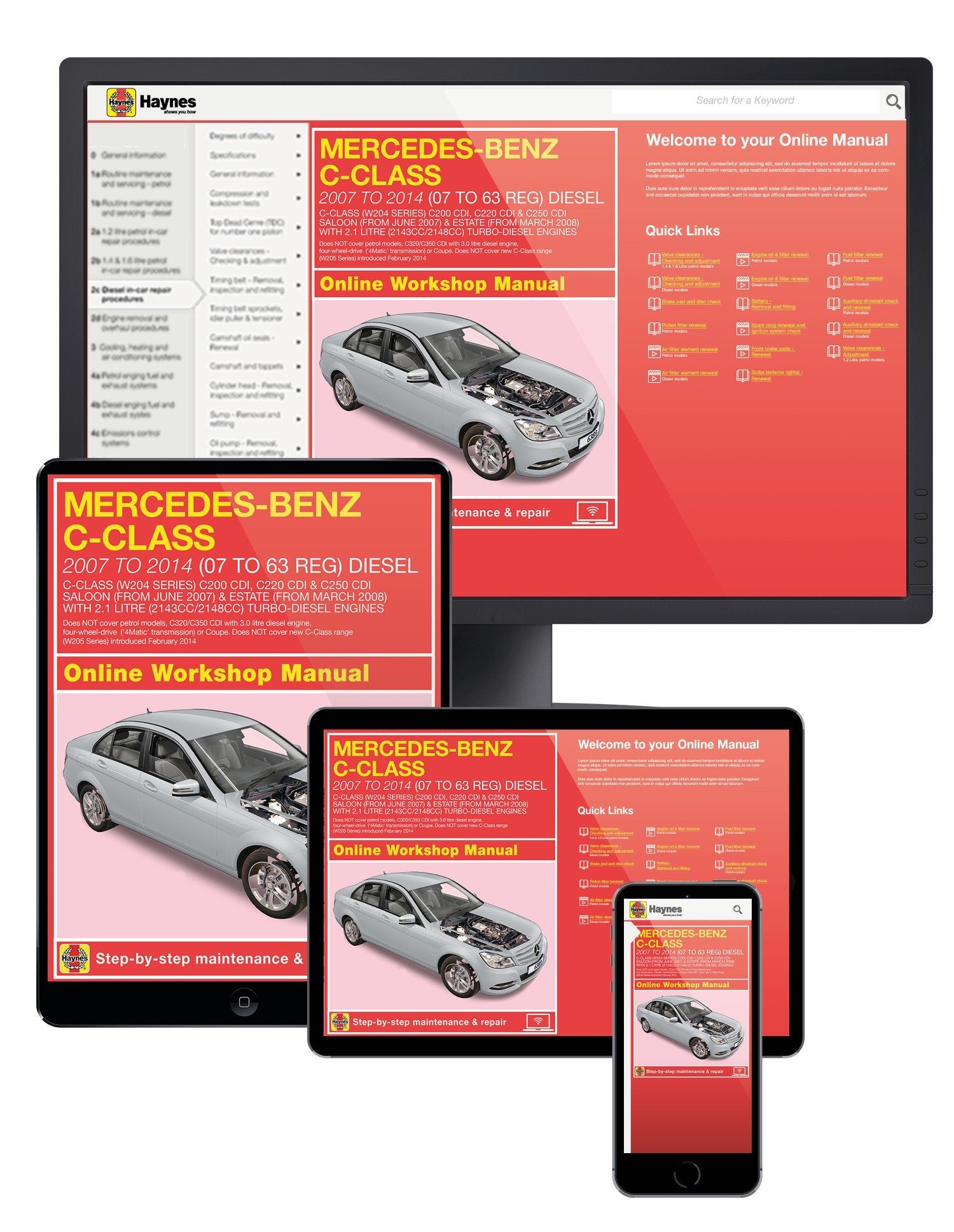 Mercedes-Benz C-Class Diesel (Jun 2007-Feb 2014) Haynes Online Manual