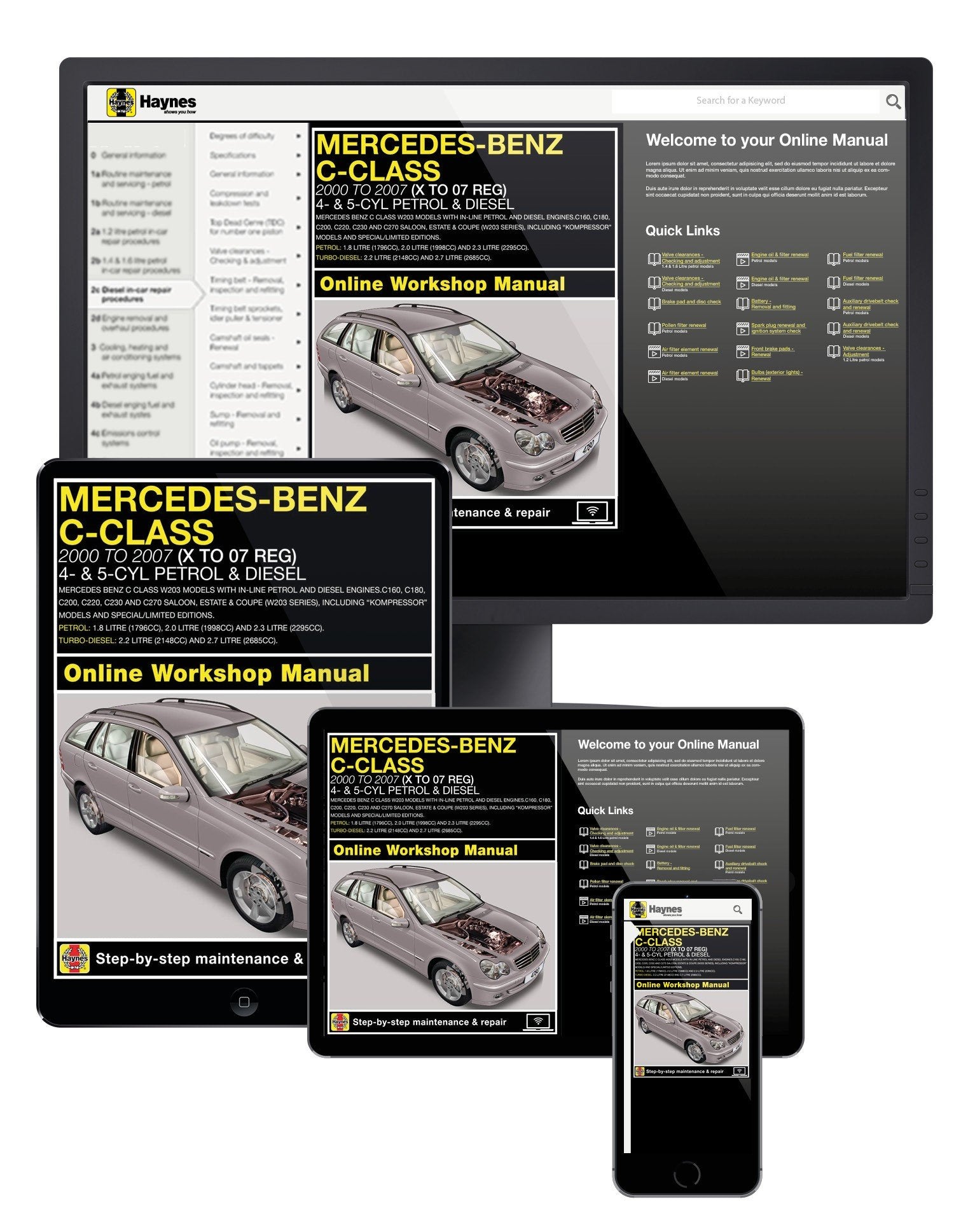 Mercedes-Benz C-Class Petrol & Diesel (Sept 2000-May 2007) Haynes Online Manual