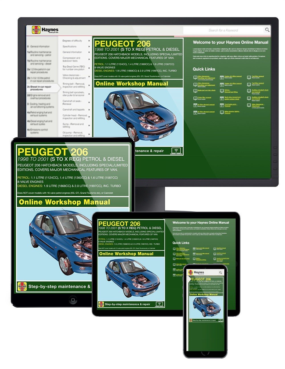 Peugeot 206 Petrol & Diesel (1998-2001) Haynes Online Manual