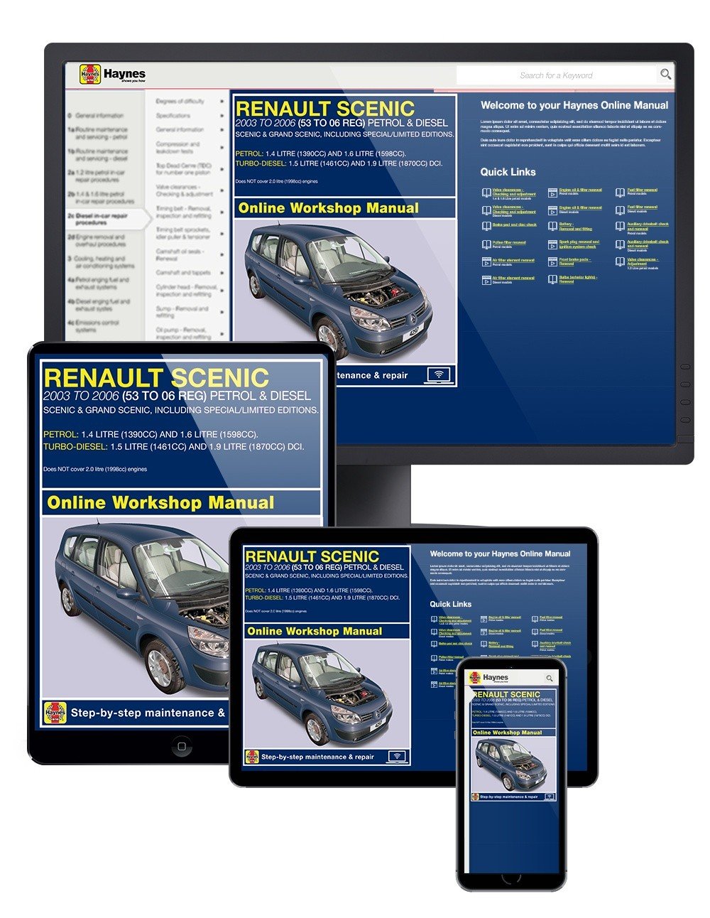 Renault Scenic Petrol & Diesel (Sept 2003-2006) Haynes Online Manual