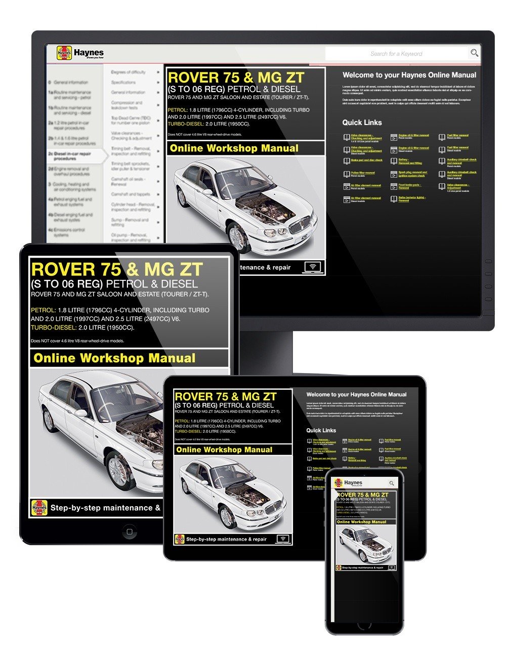 Rover 75 / MG ZT Petrol & Diesel (1999-2006) Haynes Online Manual