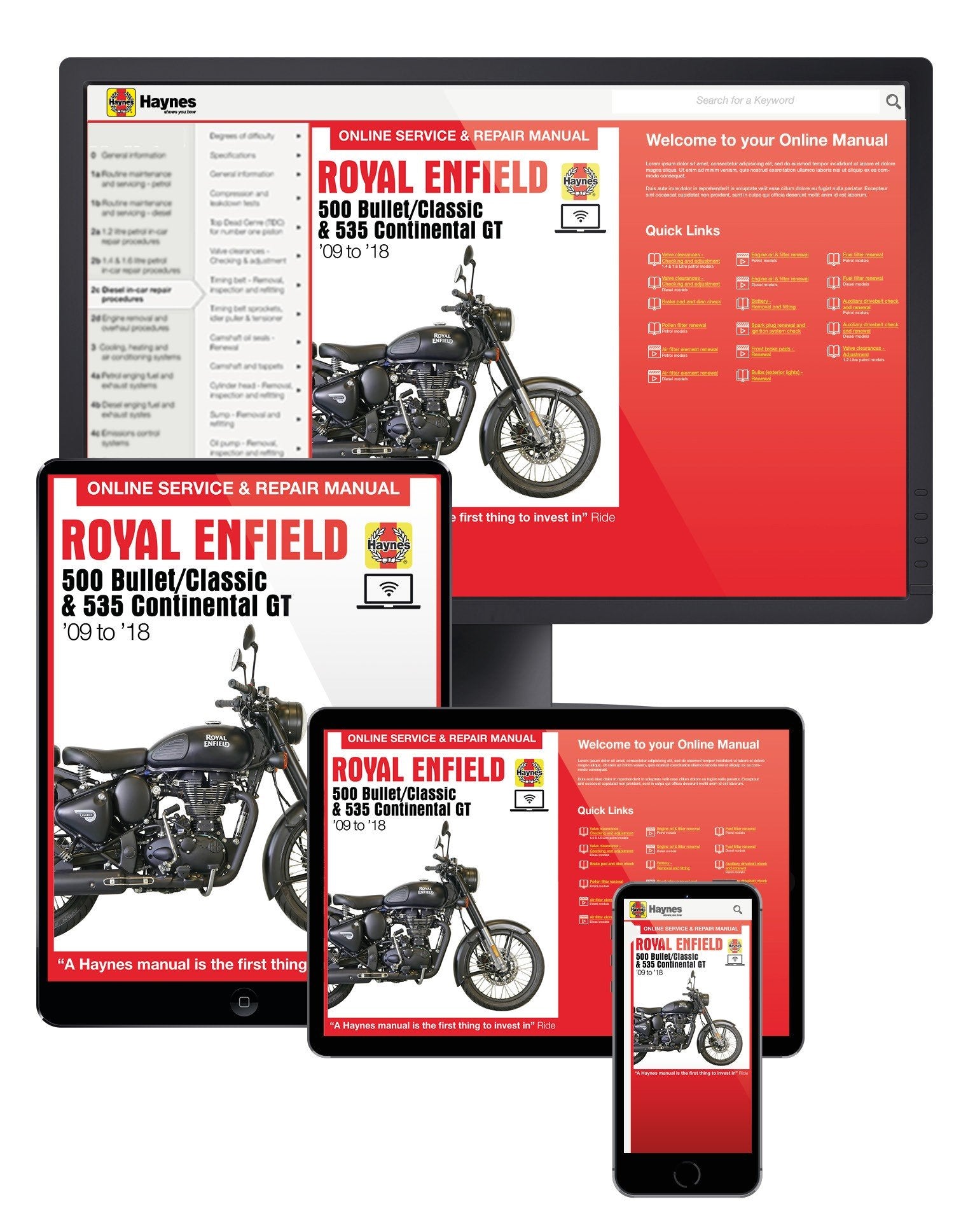 Royal Enfield 500 Bullet/Classic & 535 Continental GT (09 - 18) Haynes Online Manual