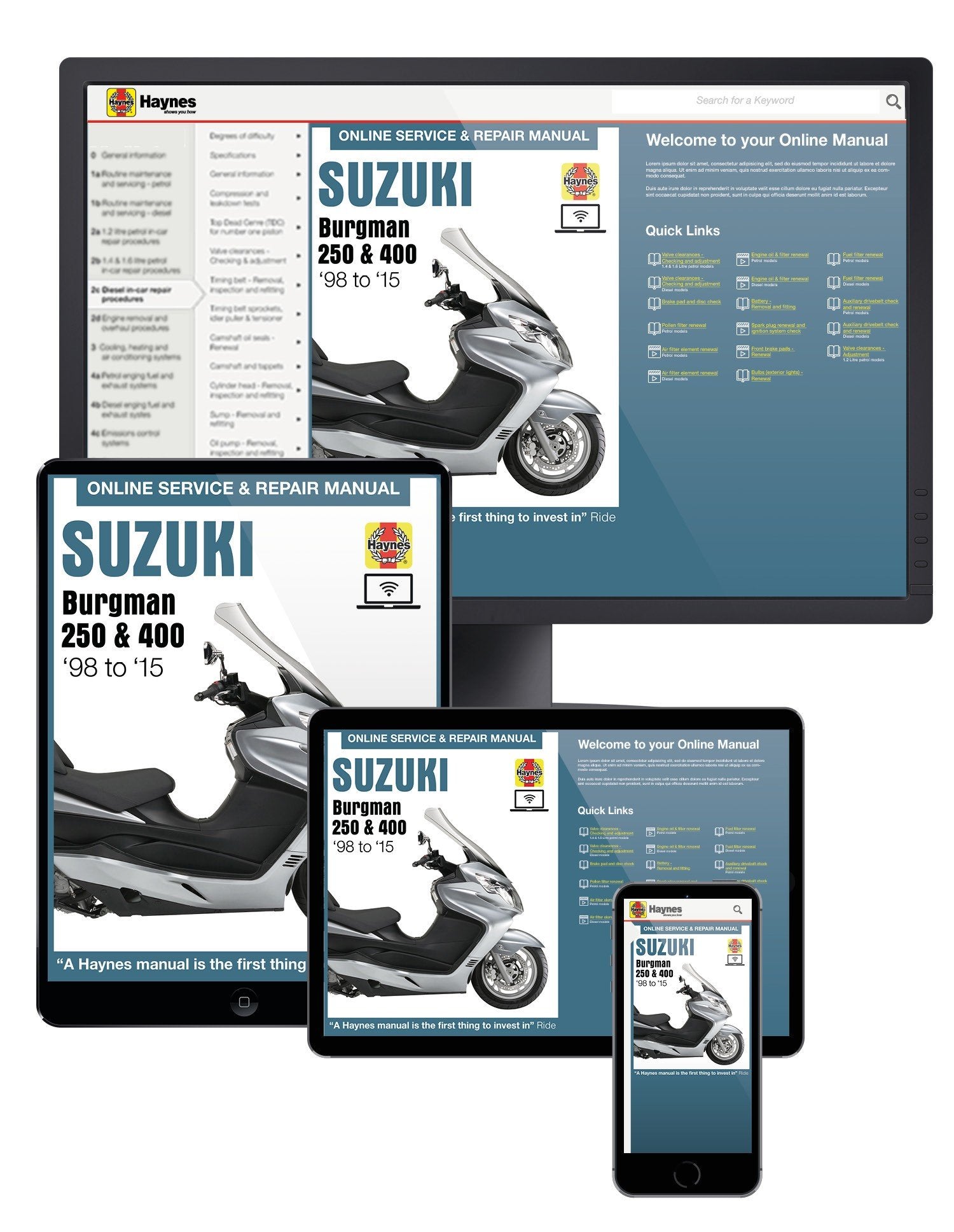 Suzuki Burgman 250 & 400 (1998-2015) Haynes Online Manual