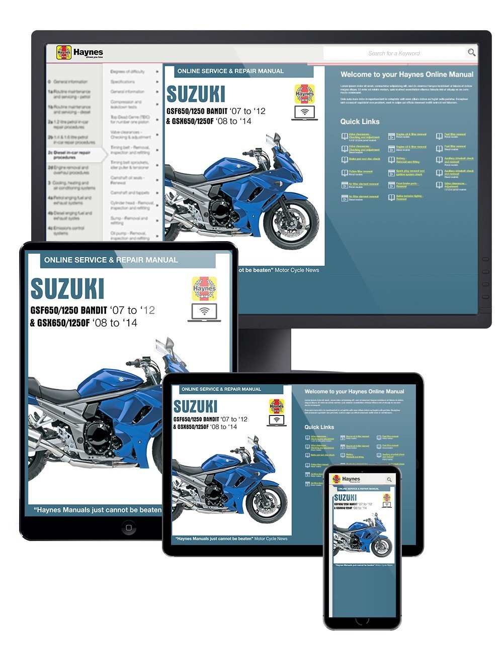 Suzuki GSF650/1250 Bandit & GSX650/1250F (2007-2014) Haynes Online Manual