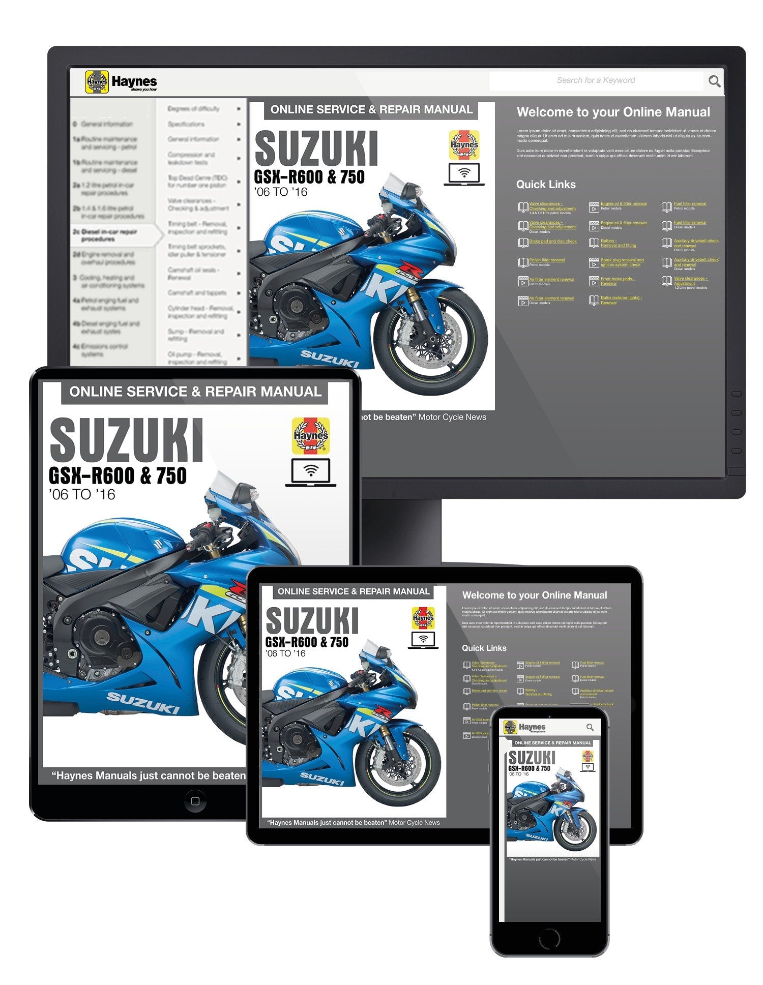 Suzuki GSX-R600 & 750 (2006-2016) Haynes Online Manual