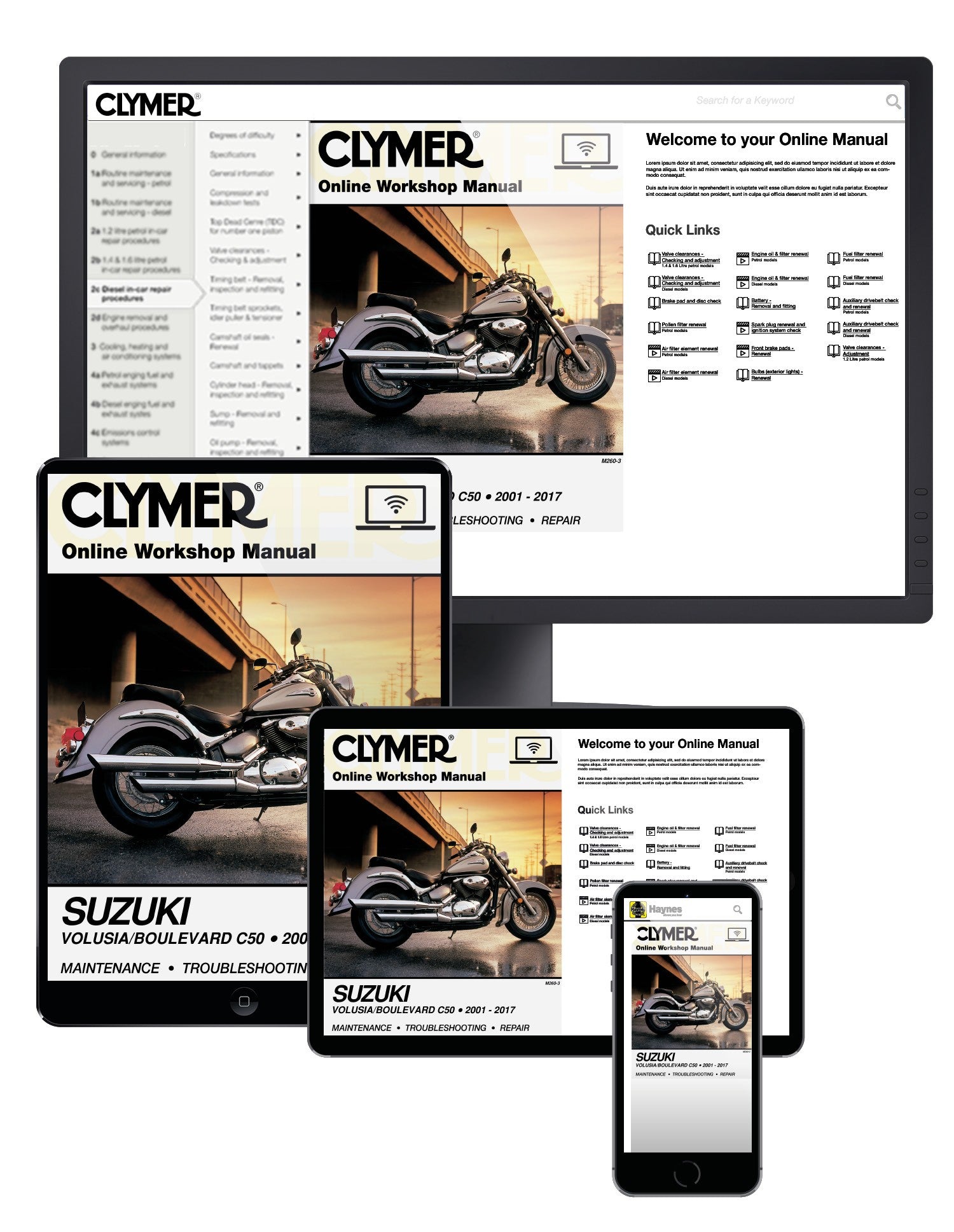 Suzuki Volusia (2001-2004) & Boulevard C50 (2005-2017) Clymer Online Repair Manual