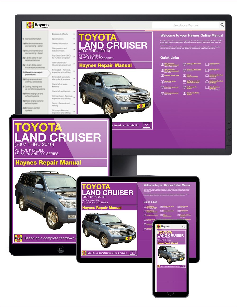 Toyota Land Cruiser Petrol and Diesel (2007-2016) Haynes Online Manual