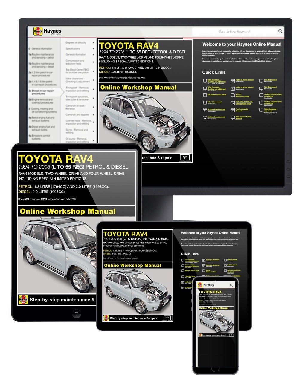 Toyota RAV4 Petrol & Diesel (1994-Jan 2006) Haynes Online Manual