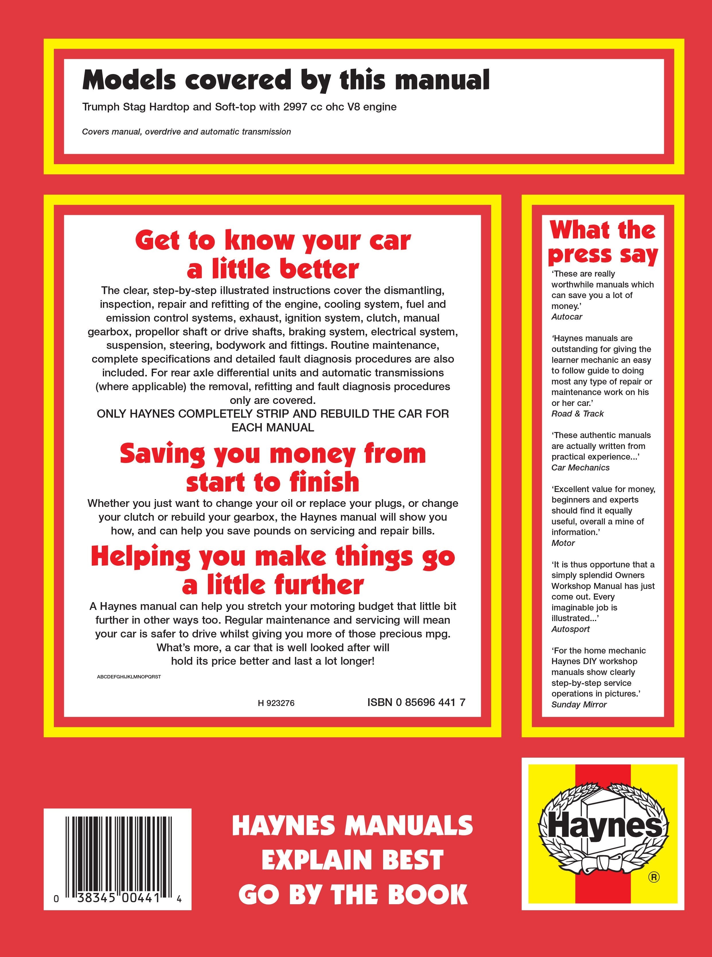 Triumph Stag (70 - 78) Haynes Repair Manual - Digital Edition