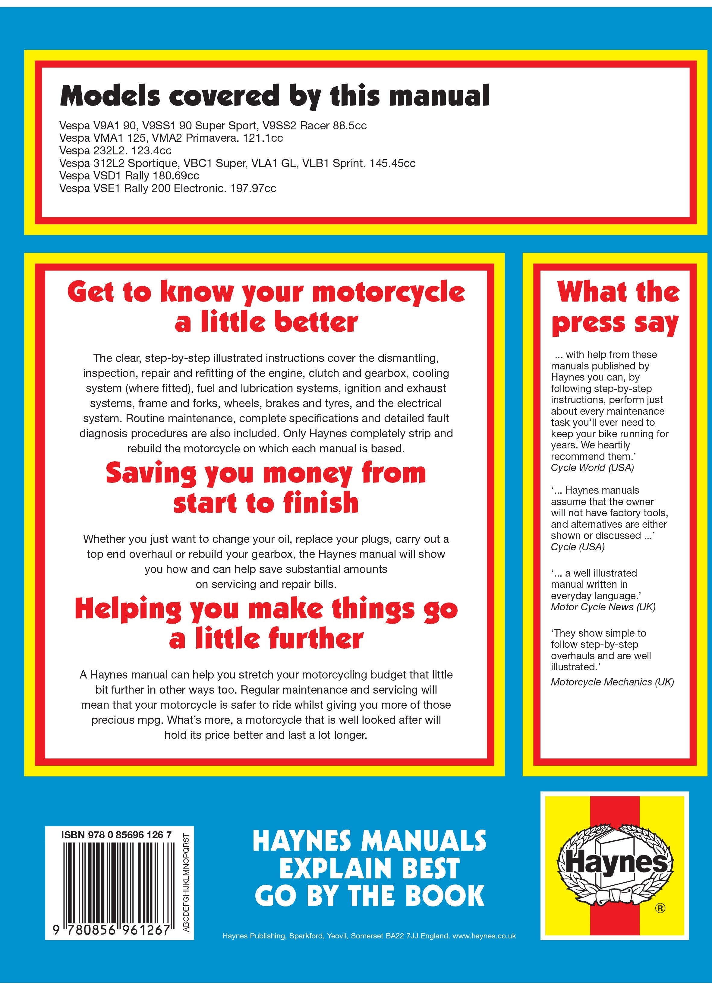 Vespa Scooters (59 - 78) Haynes Repair Manual - Digital Edition