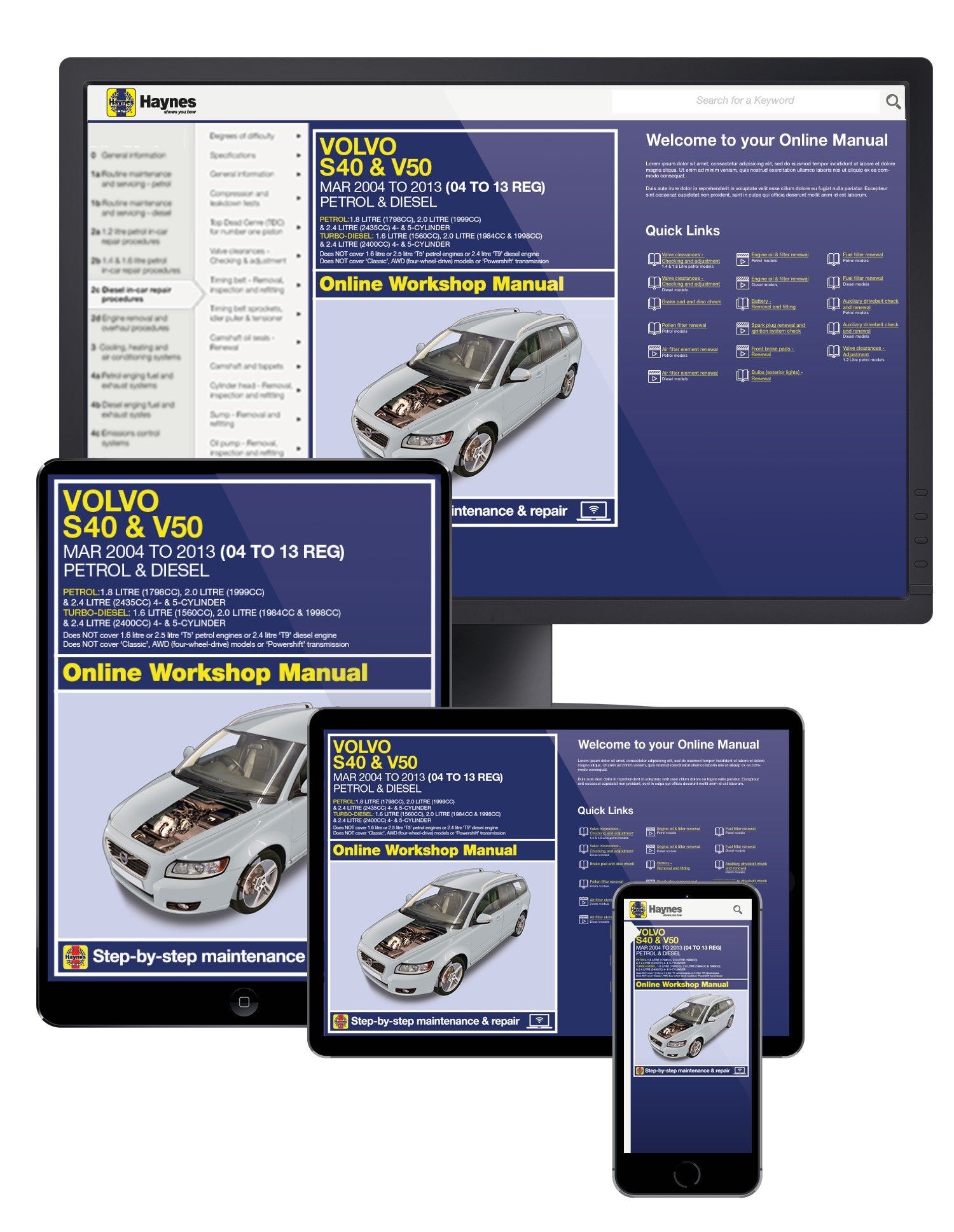 Volvo S40 & V50 Petrol & Diesel (Mar 04 to 13) Haynes Online Manual