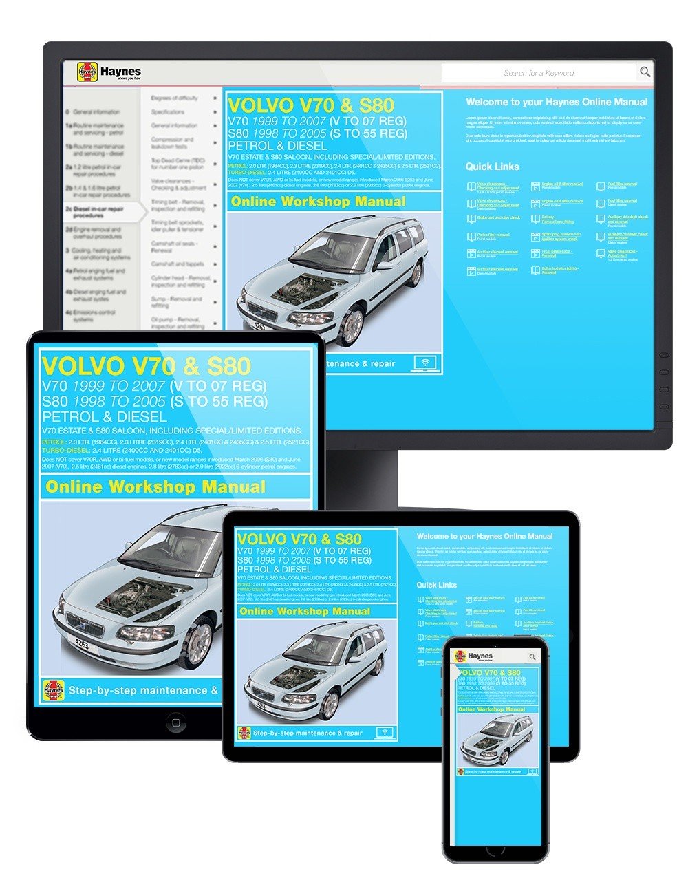 Volvo V70 / S80 Petrol & Diesel (1998-2007) Haynes Online Manual