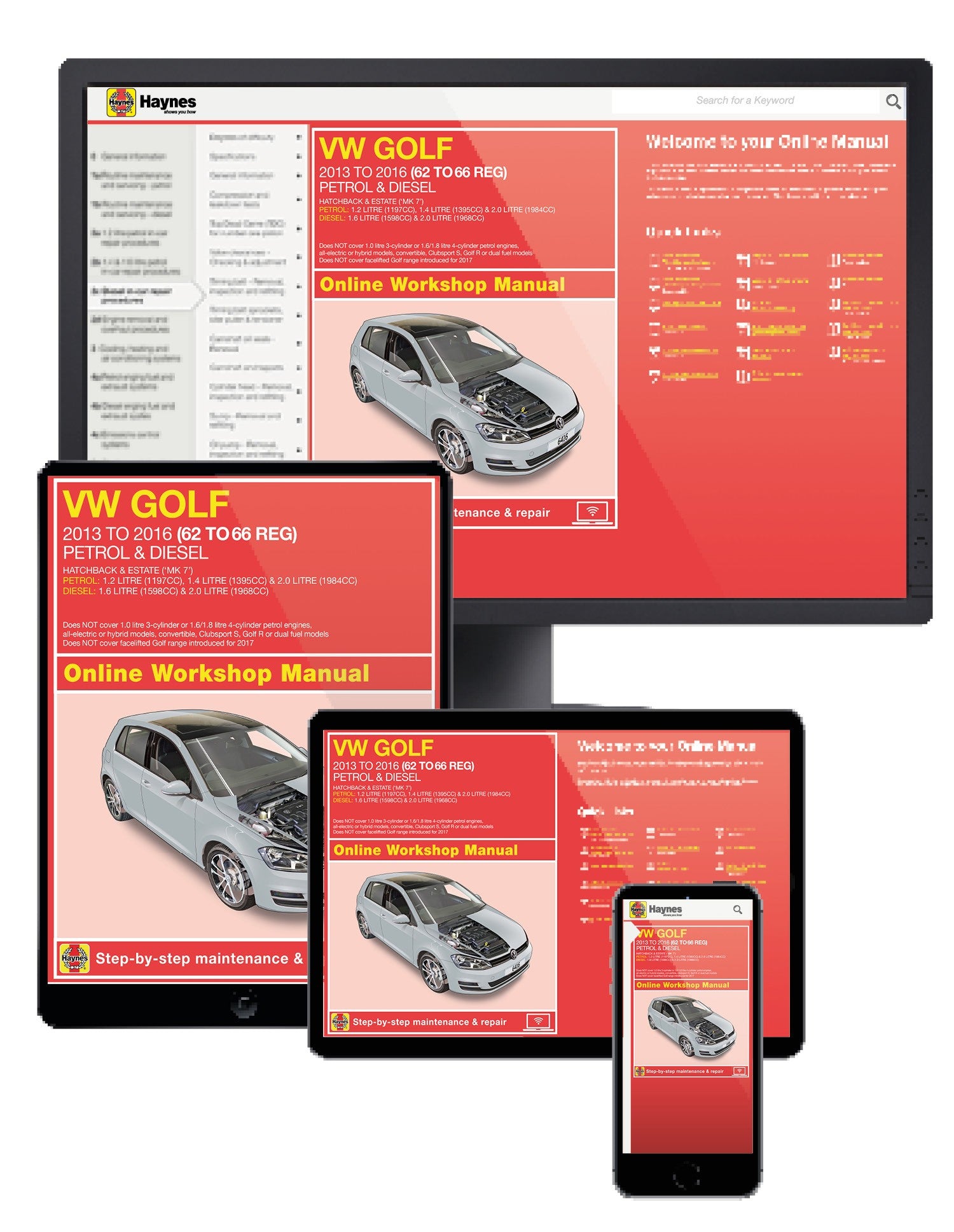 VW Golf Petrol & Diesel (13 - 16) Haynes Online Manual