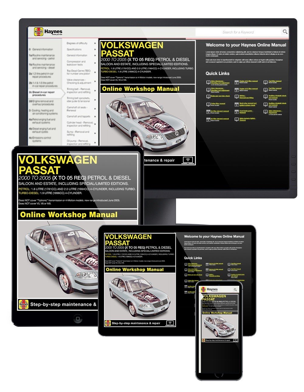 VW Passat Petrol & Diesel (Dec 2000-May 2005) Haynes Online Manual