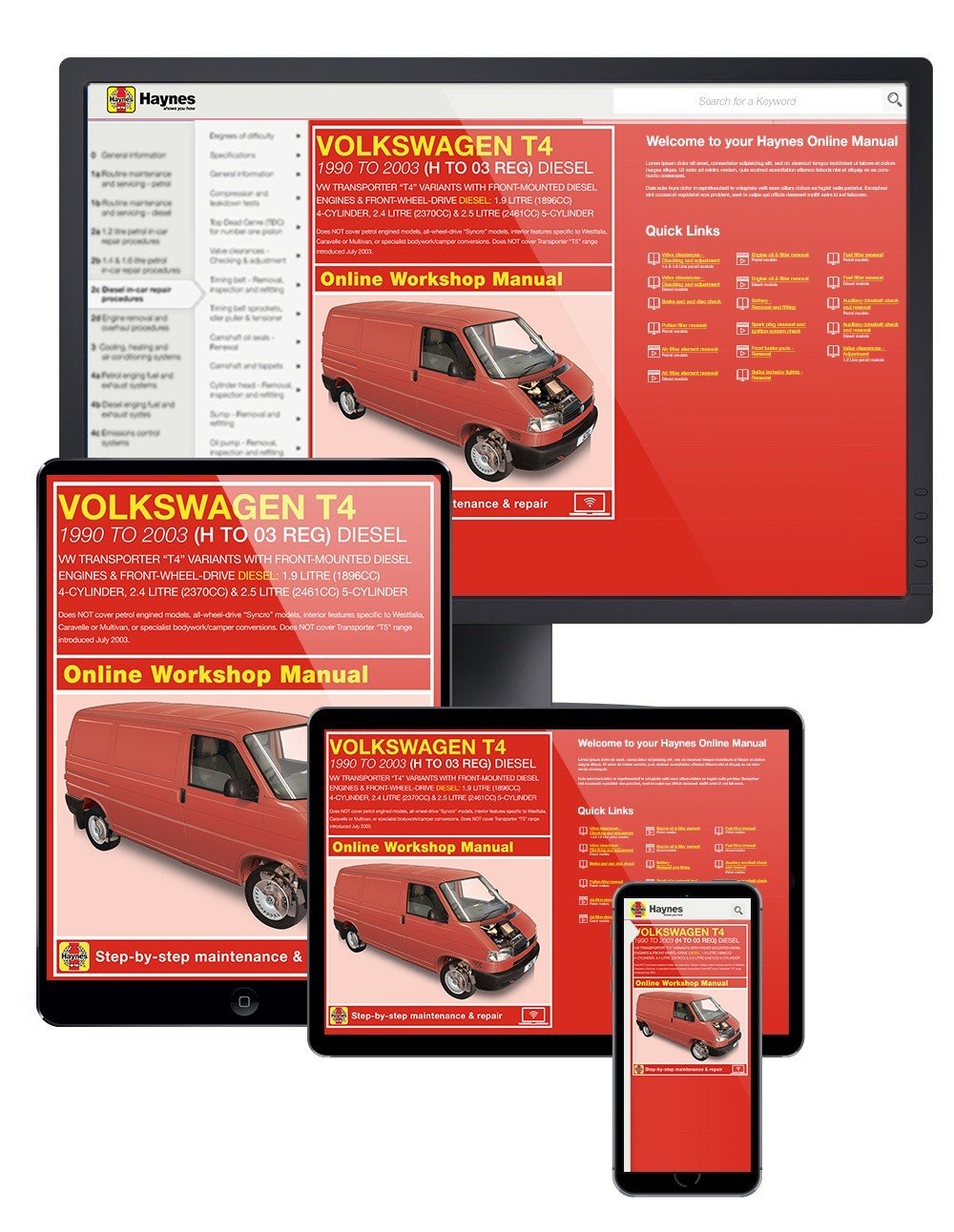 VW T4 Transporter Diesel (1990-June 2003) Haynes Online Manual