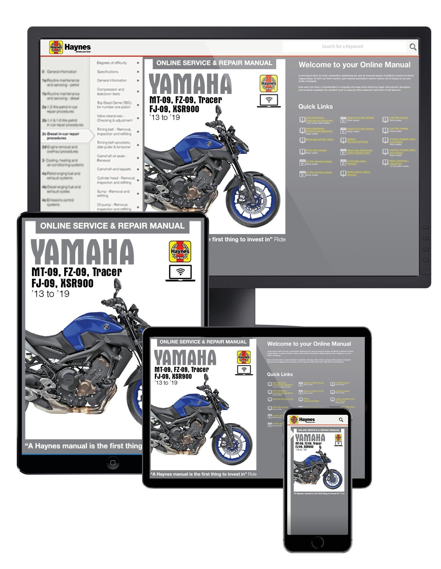 Yamaha MT-09, FZ-09, Tracer FJ-09 & XSR900 (2013-2019) Haynes Online Manual