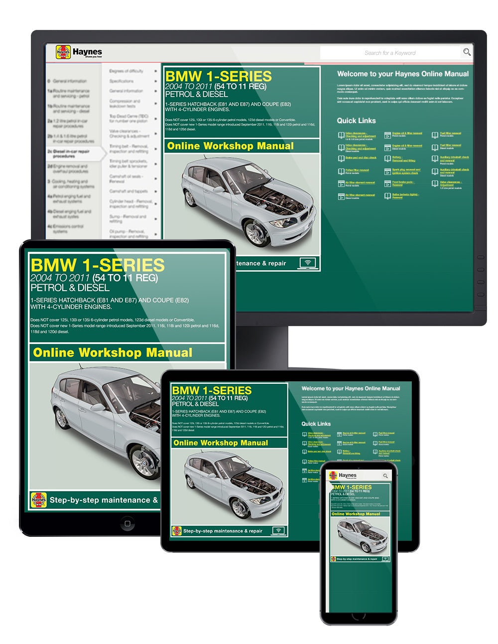 BMW 1-Series 4-cyl Petrol & Diesel (2004-Aug 2011) Haynes Online Manual