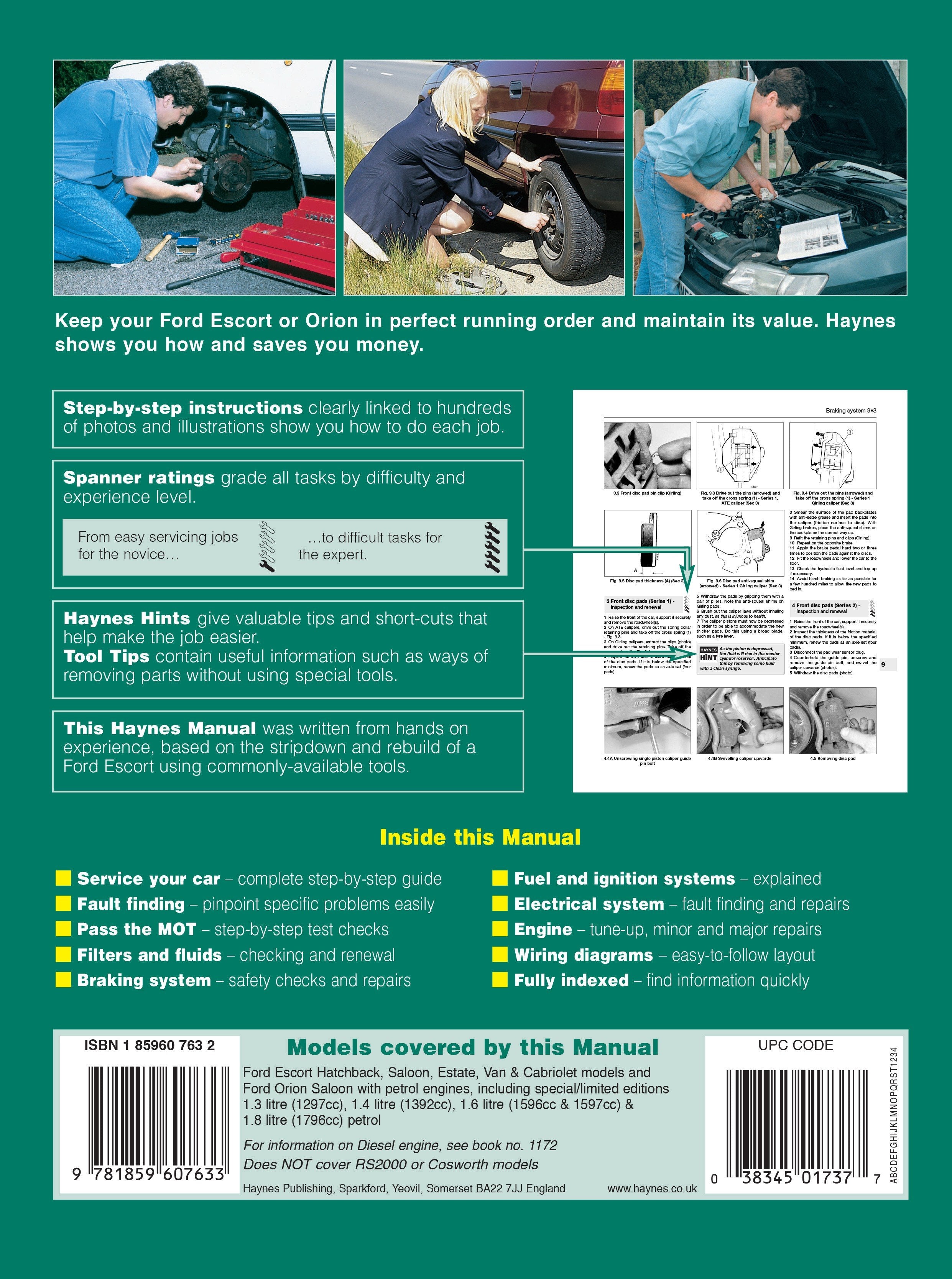 Ford Escort & Orion Petrol (Sept 90 - 00) Haynes Repair Manual - Digital Edition