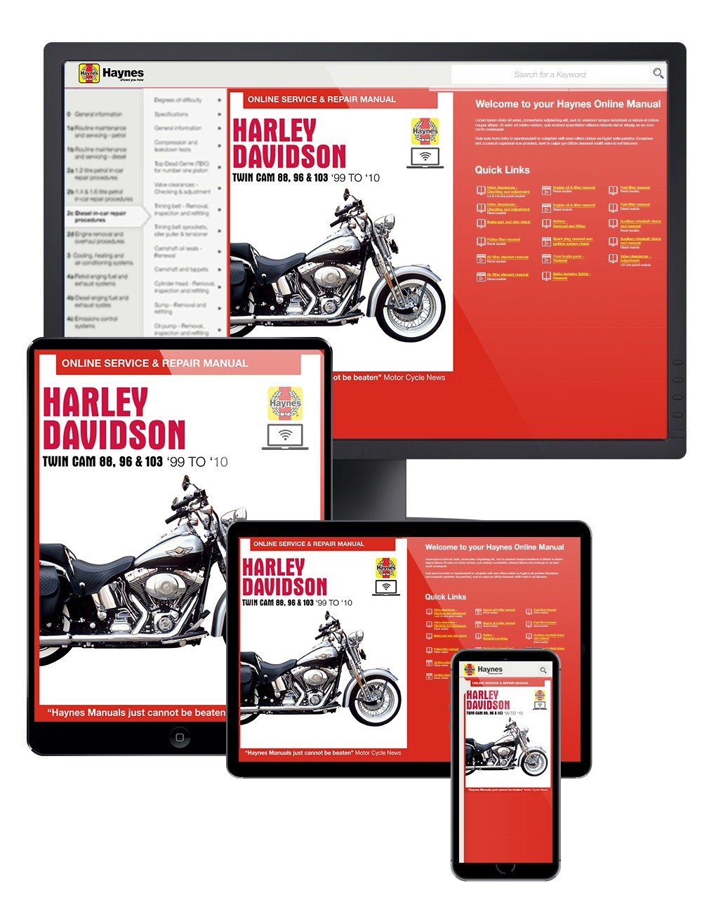 Harley-Davidson Twin Cam 88 Dyna Glide 1999-2010 Haynes Online Manual