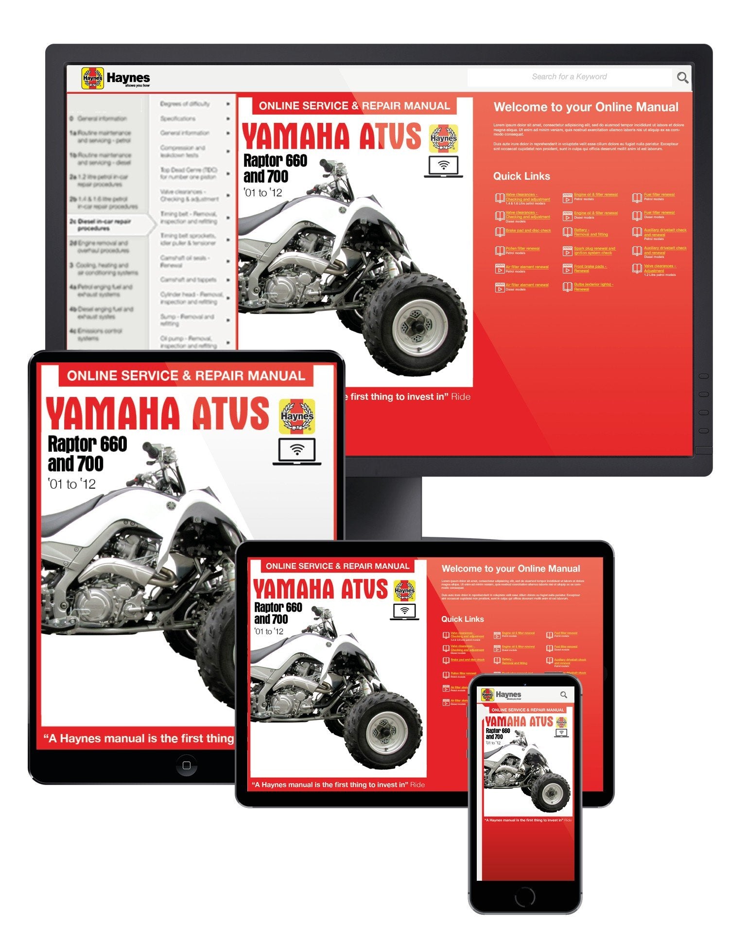 Yamaha Raptor 660 (01-05) & Raptor 700 (06-12) Haynes Online Manual